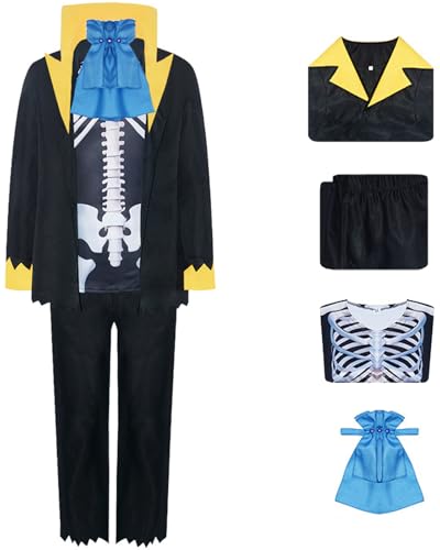Hallojojo Brook Kostüm Herren Cosplay Pirat Anime Burukku Smoking Anzug Jacke Top Hose Halstuch für Fancy Dress Up Halloween Karneval Party Geburtstag Maskenball Verkleidung Hallojojo Brook Kostüm Herren Cosplay Pirat Anime Burukku Smoking Anzug Jacke Top Hose Halstuch für Fancy Dress Up Halloween Karneval Party Geburtstag Maskenball Verkleidung von Hallojojo
