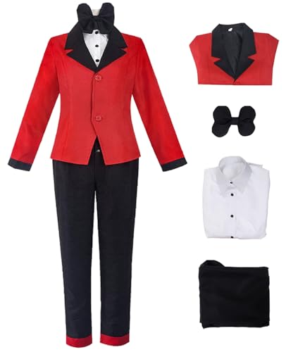 Hallojojo Charlie Cosplay Kostüm Set Anime Hazbin Hotel Verkleidung Charlie Morningstar Uniform Weihnachten Halloween Karneval Party Bühnenauftritt Fancy Kostüm für Erwachsene von Hallojojo