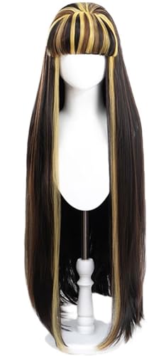 Hallojojo Cleo Cosplay Perücken Damen Strähnchen Langes Glattes Haar Kostümperücke mit Pony Verkleidung Elf High School Ägyptische Göttin Cleo De Nile Halloween Karneval Party Maskenball Zubehör Wig Hallojojo Cleo Cosplay Perücken Damen Strähnchen Langes Glattes Haar Kostümperücke mit Pony Verkleidung Elf High School Ägyptische Göttin Cleo De Nile Halloween Karneval Party Maskenball Zubehör Wig von Hallojojo