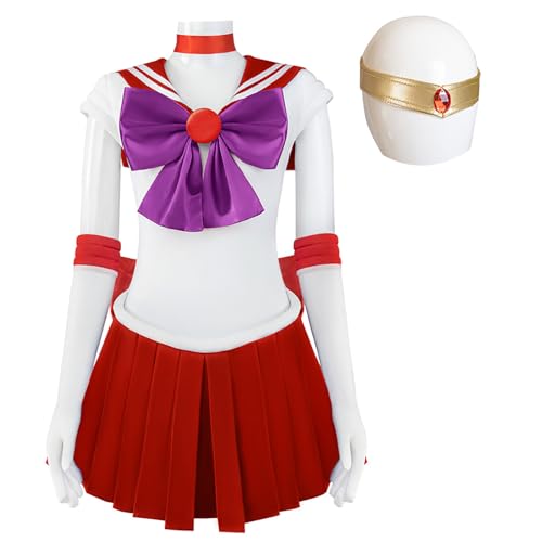 Hallojojo Damen Anime Sailor Moon Kostüm Set Hino Rei Cosplay Outfit Sailor Mars Verkleidung Japanisch Matrosen Uniform Weihnachten Halloween Karneval Party Bühnenauftritt Kostüm Rot Hallojojo Damen Anime Sailor Moon Kostüm Set Hino Rei Cosplay Outfit Sailor Mars Verkleidung Japanisch Matrosen Uniform Weihnachten Halloween Karneval Party Bühnenauftritt Kostüm Rot von Hallojojo