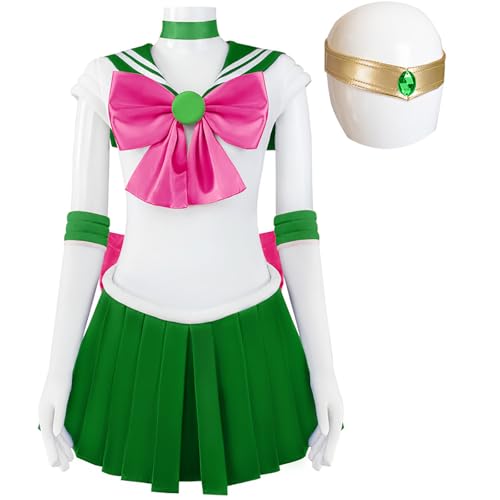 Hallojojo Damen Anime Sailor Moon Kostüm Set Kino Makoto Cosplay Outfit Sailor Jupiter Verkleidung Japanisch Matrosen Uniform Weihnachten Halloween Karneval Party Bühnenauftritt Kostüm Grün Hallojojo Damen Anime Sailor Moon Kostüm Set Kino Makoto Cosplay Outfit Sailor Jupiter Verkleidung Japanisch Matrosen Uniform Weihnachten Halloween Karneval Party Bühnenauftritt Kostüm Grün von Hallojojo