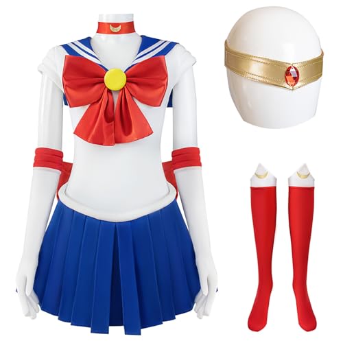 Hallojojo Damen Anime Sailor Moon Kostüm Set Tsukino Usagi Cosplay Outfit Sailor Moon Verkleidung Japanisch Matrosen Uniform Weihnachten Halloween Karneval Party Bühnenauftritt Kostüm Blau Hallojojo Damen Anime Sailor Moon Kostüm Set Tsukino Usagi Cosplay Outfit Sailor Moon Verkleidung Japanisch Matrosen Uniform Weihnachten Halloween Karneval Party Bühnenauftritt Kostüm Blau von Hallojojo
