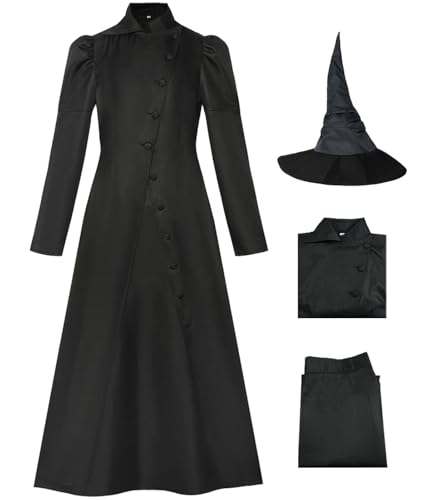 Hallojojo Damen Elphaba Cosplay Kostüm mit Hut Wicked Hexe Verkleidung Hexen Kostüm Elphaba Uniform Schwarz Gothic Weihnachten Halloween Karneval Party Bühnenauftritt Fancy Dress für Erwachsene Hallojojo Damen Elphaba Cosplay Kostüm mit Hut Wicked Hexe Verkleidung Hexen Kostüm Elphaba Uniform Schwarz Gothic Weihnachten Halloween Karneval Party Bühnenauftritt Fancy Dress für Erwachsene von Hallojojo