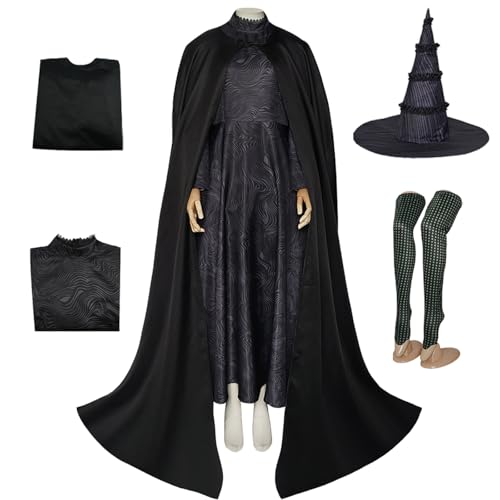 Hallojojo Damen Elphaba Cosplay Kostüm mit Umhang und Hut Wicked Hexe Verkleidung Hexen Elphaba Kostüm Schwarz Gothic Weihnachten Halloween Karneval Party Bühnenauftritt Fancy Dress Erwachsene Hallojojo Damen Elphaba Cosplay Kostüm mit Umhang und Hut Wicked Hexe Verkleidung Hexen Elphaba Kostüm Schwarz Gothic Weihnachten Halloween Karneval Party Bühnenauftritt Fancy Dress Erwachsene von Hallojojo