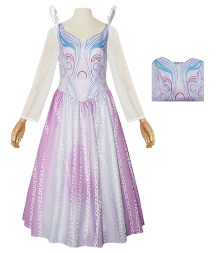 Hallojojo Damen Glinda Cosplay Kostüm Wicked Hexe Verkleidung Fee Glinda Kleid Lila Weihnachten Halloween Karneval Party Bühnenauftritt Fancy Dress für Erwachsene von Hallojojo