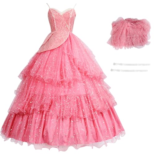 Hallojojo Damen Glinda Cosplay Kostüm Wicked Hexe Verkleidung Hexen Kostüm Glinda Kleid Rosa Abendkleider Weihnachten Halloween Karneval Party Bühnenauftritt Fancy Dress für Erwachsene Hallojojo Damen Glinda Cosplay Kostüm Wicked Hexe Verkleidung Hexen Kostüm Glinda Kleid Rosa Abendkleider Weihnachten Halloween Karneval Party Bühnenauftritt Fancy Dress für Erwachsene von Hallojojo