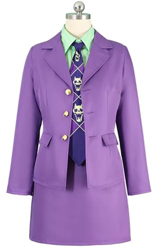 Hallojojo Damen Kira Yoshikage Kostüm Cosplay Anime Doktor Kira Yoshikage Uniform Jacke Hemd Rock Krawatte Set für Fancy Dress Up Halloween Karneval Party Geburtstag Maskenball Verkleidung, Lila Hallojojo Damen Kira Yoshikage Kostüm Cosplay Anime Doktor Kira Yoshikage Uniform Jacke Hemd Rock Krawatte Set für Fancy Dress Up Halloween Karneval Party Geburtstag Maskenball Verkleidung, Lila von Hallojojo