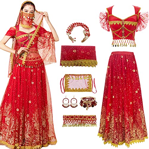 Hallojojo Damen Prinzessin Jasmin Kostüm mit Zubehör Arabische Prinzessin Verkleidung Prinzessin Aladdin Kostüm Bauchtanz Outfit Halloween Karneval Party Bühnenauftritt Kostüm für Erwachsene Hallojojo Damen Prinzessin Jasmin Kostüm mit Zubehör Arabische Prinzessin Verkleidung Prinzessin Aladdin Kostüm Bauchtanz Outfit Halloween Karneval Party Bühnenauftritt Kostüm für Erwachsene von Hallojojo