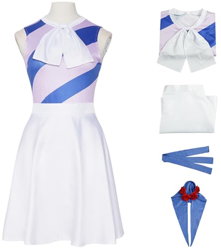 Hallojojo Damen Susie Q Cosplay Kostüm Top Rock mit Kopfschmuck Susie Q Uniform Set für Fancy Dress Up Halloween Karneval Party Geburtstag Maskenball Anime Show Verkleidung von Hallojojo