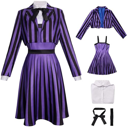 Hallojojo Enid Sinclair Kostüm Damen Cosplay Mittwoch 2 Nevermore Academy Streifen Schuluniform Jacke Hemd Kleid Fliege Gürtel und Perücke für Halloween Karneval Party Maskenball Verkleidung Hallojojo Enid Sinclair Kostüm Damen Cosplay Mittwoch 2 Nevermore Academy Streifen Schuluniform Jacke Hemd Kleid Fliege Gürtel und Perücke für Halloween Karneval Party Maskenball Verkleidung von Hallojojo