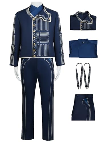 Hallojojo Fiyero Cosplay Kostüm Wicked Hexe Verkleidung Hexen Kostüm Prinz Fiyero Uniform Blau Weihnachten Halloween Karneval Party Bühnenauftritt Fancy Dress für Erwachsene von Hallojojo