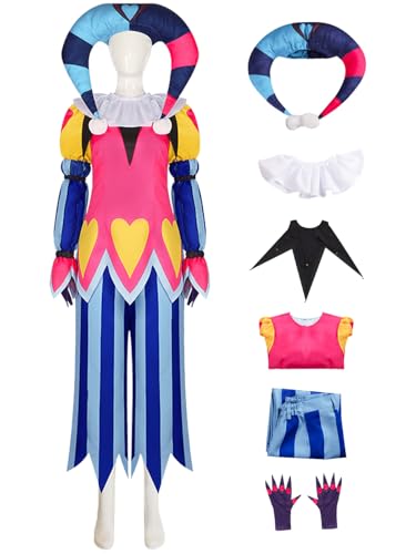 Hallojojo Fizzarolli Cosplay Kostüm Set Anime Hazbin Hotel Verkleidung Fizzarolli Uniform Clown Kostüm Weihnachten Halloween Karneval Party Bühnenauftritt Fancy Cosplay für Erwachsene von Hallojojo