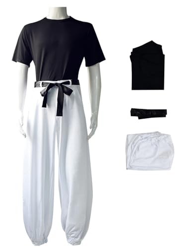 Hallojojo Fushiguro Toji Cosplay Kostüm Set mit Perücke Anime Jujutsu Kaisen Verkleidung Toji Fushiguro Uniform Weihnachten Halloween Karneval Party Fancy Kostüm für Erwachsene von Hallojojo
