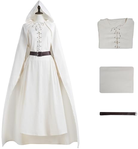 Hallojojo Gandalf Kostüm Herren Fasching Cosplay Hobbits Gandalf Wizard Outfit Kapuzenumhang und Robe Gürtel Set für Fancy Dress Up Halloween Karneval Party Geburtstag Maskerade Verkleidung, Weiß Hallojojo Gandalf Kostüm Herren Fasching Cosplay Hobbits Gandalf Wizard Outfit Kapuzenumhang und Robe Gürtel Set für Fancy Dress Up Halloween Karneval Party Geburtstag Maskerade Verkleidung, Weiß von Hallojojo