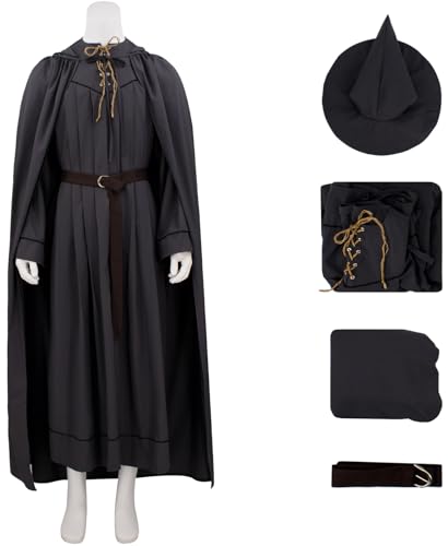 Hallojojo Gandalf Kostüm mit Hut Herren Fasching Cosplay Hobbits Gandalf Wizard Outfit Kapuzenumhang Robe Gürtel Set für Fancy Dress Up Halloween Karneval Party Geburtstag Maskerade Verkleidung Hallojojo Gandalf Kostüm mit Hut Herren Fasching Cosplay Hobbits Gandalf Wizard Outfit Kapuzenumhang Robe Gürtel Set für Fancy Dress Up Halloween Karneval Party Geburtstag Maskerade Verkleidung von Hallojojo