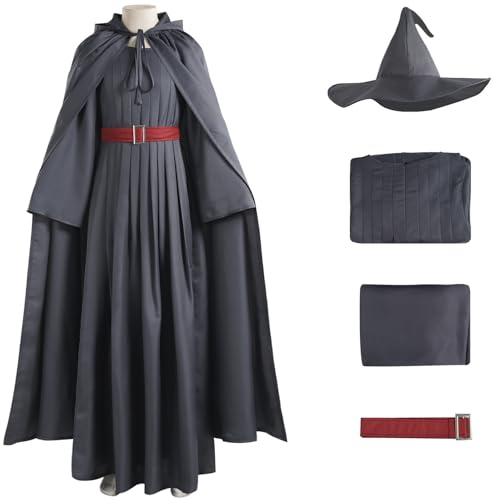 Hallojojo Gandalf Kostüm mit Hut Herren Fasching Cosplay Hobbits Gandalf Wizard Outfit Kapuzenumhang und Robe Gürtel Set für Fancy Dress Up Halloween Karneval Party Geburtstag Maskerade Verkleidung von Hallojojo