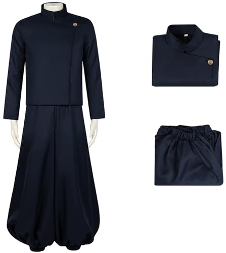 Hallojojo Geto Suguru Kostüm Herren Cosplay Anime Beschwörer Geto Suguru Schuluniform Set Top und Hose für Fancy Dress Up Halloween Karneval Party Maskenball Verkleidung von Hallojojo
