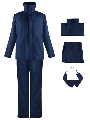 Hallojojo Gojo Satoru Cosplay Kostüm Komplettes Set mit Perücke Anime Jujutsu Kaisen Verkleidung Satoru Gojo Cosplay Uniform Weihnachten Halloween Karneval Party Fancy Kostüm für Erwachsene von Hallojojo