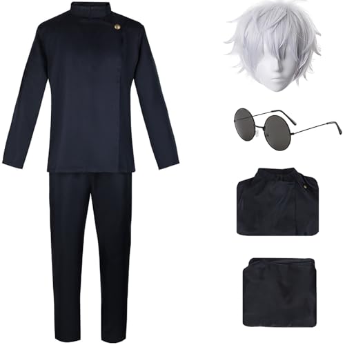 Hallojojo Gojo Satoru Kostüm Herren Cosplay Anime Beschwörer Gojo Satoru Schuluniform Anzug Top Hose mit Brille Perücke für Fancy Dress Up Halloween Karneval Party Maskenball Verkleidung Hallojojo Gojo Satoru Kostüm Herren Cosplay Anime Beschwörer Gojo Satoru Schuluniform Anzug Top Hose mit Brille Perücke für Fancy Dress Up Halloween Karneval Party Maskenball Verkleidung von Hallojojo