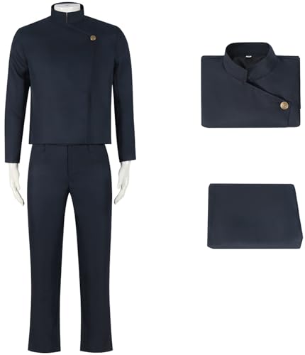 Hallojojo Gojo Satoru Kostüm Herren Cosplay Anime Beschwörer Gojo Satoru Schuluniform Set Top und Hose für Fancy Dress Up Halloween Karneval Party Maskenball Verkleidung von Hallojojo