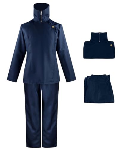 Hallojojo Inumaki Toge Cosplay Kostüm Set mit Perücke Anime Jujutsu Kaisen Verkleidung Toge Inumaki Cosplay Schuluniform Weihnachten Halloween Karneval Party Fancy Kostüm für Erwachsene von Hallojojo