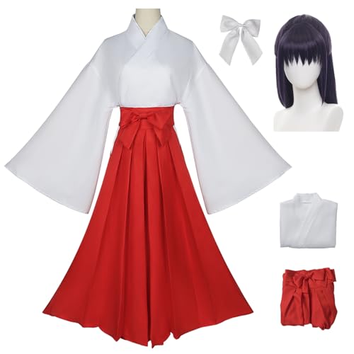 Hallojojo Iroi Utahime Cosplay Kostüm Komplettes Set mit Perücke Anime Jujutsu Kaisen Verkleidung Utahime Iroi Kimono Weihnachten Halloween Karneval Party Fancy Kostüm für Erwachsene von Hallojojo