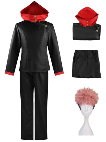 Hallojojo Itadori Yuji Cosplay Kostüm Set mit Perücke Anime Jujutsu Kaisen Verkleidung Yuji Itadori Cosplay Schuluniform Weihnachten Halloween Karneval Party Fancy Kostüm für Erwachsene Hallojojo Itadori Yuji Cosplay Kostüm Set mit Perücke Anime Jujutsu Kaisen Verkleidung Yuji Itadori Cosplay Schuluniform Weihnachten Halloween Karneval Party Fancy Kostüm für Erwachsene von Hallojojo