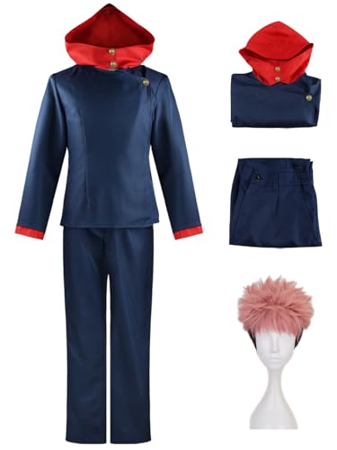 Hallojojo Itadori Yuji Cosplay Kostüm Set mit Perücke Anime Jujutsu Kaisen Verkleidung Yuji Itadori Cosplay Schuluniform Weihnachten Halloween Karneval Party Fancy Kostüm für Erwachsene Hallojojo Itadori Yuji Cosplay Kostüm Set mit Perücke Anime Jujutsu Kaisen Verkleidung Yuji Itadori Cosplay Schuluniform Weihnachten Halloween Karneval Party Fancy Kostüm für Erwachsene von Hallojojo