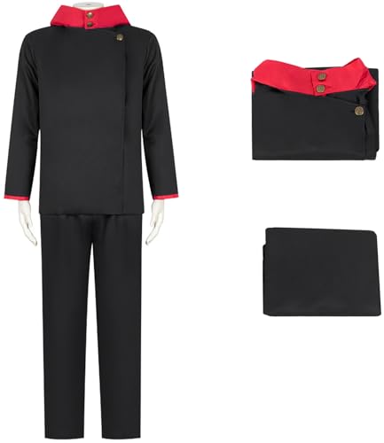 Hallojojo Itadori Yuji Kostüm Herren Cosplay Anime Beschwörer Geto Suguru Schuluniform Set Kapuzenoberteil und Hose für Halloween Karneval Party Maskenball Verkleidung, Schwarz, Blau, Marineblau von Hallojojo