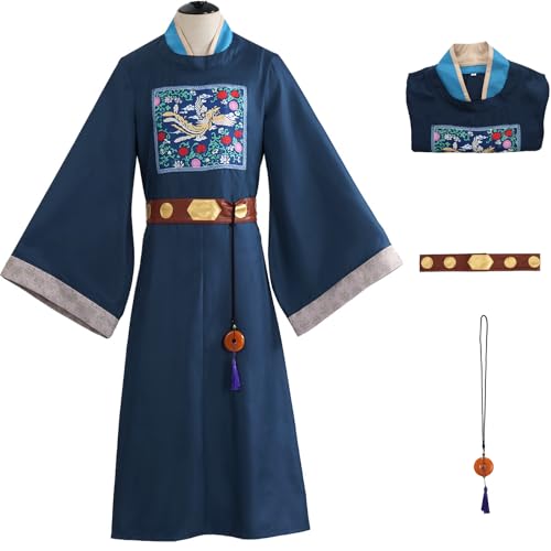 Hallojojo Jinshi Kostüm Herren Cosplay Apothecary Diaries Jinshi Hanfu Uniform Langmantel und Gürtel Accessoires Set für Fancy Dress Up Halloween Karneval Party Maskerade Anime Performance Verkleidung von Hallojojo