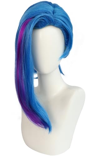 Hallojojo Jinx Cosplay Perücken Damen Blau 39CM Kurze Haare Hochtemperaturdraht Perücke mit Pony Verkleidung Game Jinx Halloween Karneval Party Maskenball Kostüm Zubehör Anime Wig Hallojojo Jinx Cosplay Perücken Damen Blau 39CM Kurze Haare Hochtemperaturdraht Perücke mit Pony Verkleidung Game Jinx Halloween Karneval Party Maskenball Kostüm Zubehör Anime Wig von Hallojojo