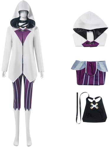 Hallojojo Jinx Kostüm Damen Fasching Cosplay Spiel Arcane 2 Jin-x Anime Uniform Set Kapuzenjacke und Top Hose Set für Dress Up Halloween Weihnachten Karneval Party Geburtstag Maskerade Verkleidung von Hallojojo