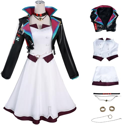 Hallojojo Jinx Kostüm Damen Fasching Cosplay Spiel Arcane 2 Jin-x Powder Anime Uniform Set Jacke ToP Rock Halskette Ohrringe für Dress Up Halloween Karneval Party Geburtstag Maskerade Verkleidung Hallojojo Jinx Kostüm Damen Fasching Cosplay Spiel Arcane 2 Jin-x Powder Anime Uniform Set Jacke ToP Rock Halskette Ohrringe für Dress Up Halloween Karneval Party Geburtstag Maskerade Verkleidung von Hallojojo