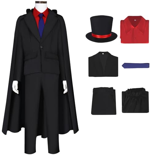 Hallojojo Jungen Kaito Kid Kostüm mit Hut Cosplay Anime Detektiv Kuroba Touichi Schwarz Uniform Set Umhang Jacke Hemd Hose Krawatte für Kinder Halloween Karneval Party Geburtstag Maskerade Verkleidung Hallojojo Jungen Kaito Kid Kostüm mit Hut Cosplay Anime Detektiv Kuroba Touichi Schwarz Uniform Set Umhang Jacke Hemd Hose Krawatte für Kinder Halloween Karneval Party Geburtstag Maskerade Verkleidung von Hallojojo