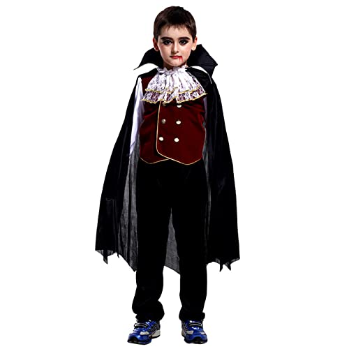 Hallojojo Jungen Vampir Kostüme mit Cape Kinder Vampir Earl Kostüm Halloween Karneval Fasching Kostüme Dracula Cosplay Verkleidung von Hallojojo
