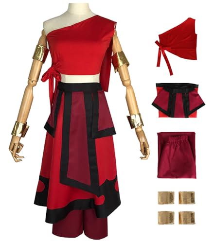 Hallojojo Katara Cosplay Kostüm Rot Damen Anime Avatar Katara Verkleidung Kung Fu Uniform Weihnachten Halloween Karneval Party Fancy Kostüm für Erwachsene Hallojojo Katara Cosplay Kostüm Rot Damen Anime Avatar Katara Verkleidung Kung Fu Uniform Weihnachten Halloween Karneval Party Fancy Kostüm für Erwachsene von Hallojojo