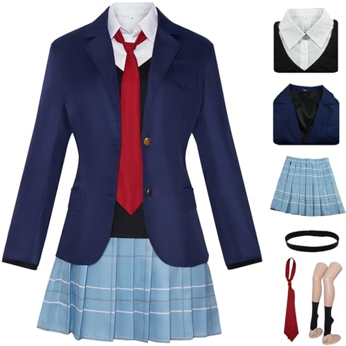 Hallojojo Kitagawa Marin Kostüm Damen Cosplay Anime My Dress-Up Darling Season 2 JK Schuluniform Set mit Halskette Socken für Fancy Dress Up Halloween Karneval Party Geburtstag Maskenball Verkleidung von Hallojojo