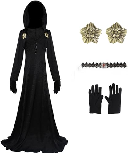 Hallojojo Lady Dimitrescu Kostüm Damen Cosplay Spiel 8 Daniela Dimitrescu Uniform Set Gothic Lang Kapuzenkleid und Ansteckblume Halskette Handschuhe für Halloween Karneval Party Maskerade Verkleidung Hallojojo Lady Dimitrescu Kostüm Damen Cosplay Spiel 8 Daniela Dimitrescu Uniform Set Gothic Lang Kapuzenkleid und Ansteckblume Halskette Handschuhe für Halloween Karneval Party Maskerade Verkleidung von Hallojojo