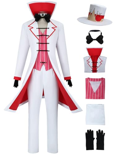 Hallojojo Lucifer Cosplay Kostüm Set mit Hut Anime Hazbin Hotel Verkleidung Lucifer Morningstar Uniform Weihnachten Halloween Karneval Party Bühnenauftritt Fancy Kostüm für Erwachsene Hallojojo Lucifer Cosplay Kostüm Set mit Hut Anime Hazbin Hotel Verkleidung Lucifer Morningstar Uniform Weihnachten Halloween Karneval Party Bühnenauftritt Fancy Kostüm für Erwachsene von Hallojojo