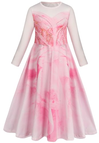 Hallojojo Mädchen Glinda Kostüm Fasching Cosplay Wicked Fee Glinda Rosa Langarm Print Ballkleid für Halloween Weihnachten Karneval Party Geburtstag Prinzessin Festkleid Verkleidung Hallojojo Mädchen Glinda Kostüm Fasching Cosplay Wicked Fee Glinda Rosa Langarm Print Ballkleid für Halloween Weihnachten Karneval Party Geburtstag Prinzessin Festkleid Verkleidung von Hallojojo