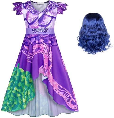 Hallojojo Mädchen Mal Kostüm Fasching Cosplay Nachkommen Mal Print Maxi Prinzessin Kleid und Perücken für Halloween Weihnachten Karneval Party Geburtstag Maskenball Festkleid Verkleidung Hallojojo Mädchen Mal Kostüm Fasching Cosplay Nachkommen Mal Print Maxi Prinzessin Kleid und Perücken für Halloween Weihnachten Karneval Party Geburtstag Maskenball Festkleid Verkleidung von Hallojojo