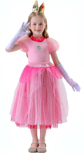 Hallojojo Mädchen Peach Kostüm mit Crown Fasching Cosplay Pfirsich Princess Rosa Tüll Ballkleid Top Rock Handschuhe für Dress Up Halloween Weihnachten Karneval Party Geburtstag Festkleid Verkleidung Hallojojo Mädchen Peach Kostüm mit Crown Fasching Cosplay Pfirsich Princess Rosa Tüll Ballkleid Top Rock Handschuhe für Dress Up Halloween Weihnachten Karneval Party Geburtstag Festkleid Verkleidung von Hallojojo