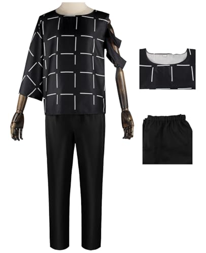 Hallojojo Mahito Cosplay Kostüm Set Oberteile und Hosen Anime Jujutsu Kaisen Verkleidung Mahito Uniform Blau/Schwarz Weihnachten Halloween Karneval Party Fancy Kostüm für Erwachsene von Hallojojo