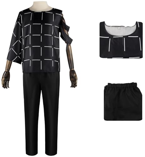 Hallojojo Mahito Kostüm Herren Cosplay Anime Beschwörer Mahito Uniform Set Top und Hose für Fancy Dress Up Halloween Karneval Party Maskenball Verkleidung, Schwarz, Blau von Hallojojo