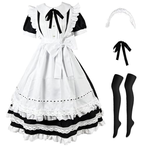 Hallojojo Maid Dress Anime Maid Kleid Tradition Britisches Dienstmädchen Kostüm Niedliche Lolita Kleid Halloween Karneval Party Cosplay Maid Kostüm Lang Hallojojo Maid Dress Anime Maid Kleid Tradition Britisches Dienstmädchen Kostüm Niedliche Lolita Kleid Halloween Karneval Party Cosplay Maid Kostüm Lang von Hallojojo