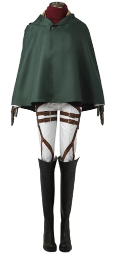 Hallojojo Mikasa Kostüm Damen Cosplay Anime ATO Scout Regiment Mikasa·Ackerman Komplette Kampfuniform Set für Erwachsene Fancy Dress Up Halloween Karneval Party Geburtstag Maskenball Verkleidung von Hallojojo