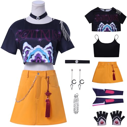 Hallojojo Mira Kostüm Damen Cosplay K-Pop Exorzist Girlgroup Mira Komplett Uniform Set mit Handschuhe Halskette Ohrringe für Fancy Dress Up Halloween Karneval Party Geburtstag Maskenball Verkleidung Hallojojo Mira Kostüm Damen Cosplay K-Pop Exorzist Girlgroup Mira Komplett Uniform Set mit Handschuhe Halskette Ohrringe für Fancy Dress Up Halloween Karneval Party Geburtstag Maskenball Verkleidung von Hallojojo