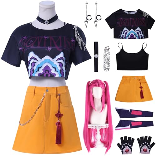 Hallojojo Mira Kostüm Damen Cosplay K-Pop Exorzist Girlgroup Mira Komplett Uniform Set mit Handschuhe Halskette Ohrringe und Perücke für Halloween Karneval Party Geburtstag Maskenball Verkleidung Hallojojo Mira Kostüm Damen Cosplay K-Pop Exorzist Girlgroup Mira Komplett Uniform Set mit Handschuhe Halskette Ohrringe und Perücke für Halloween Karneval Party Geburtstag Maskenball Verkleidung von Hallojojo