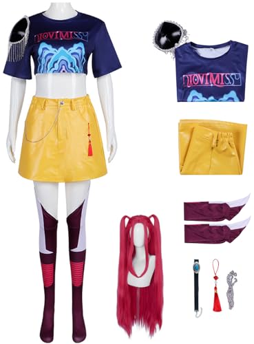 Hallojojo Mira Kostüm Damen Cosplay KPop Exorzist Girlgroup Mira Komplett Uniform Set Top Rock Socken mit Halskette Anhänger und Perücke für Halloween Karneval Party Geburtstag Maskenball Verkleidung Hallojojo Mira Kostüm Damen Cosplay KPop Exorzist Girlgroup Mira Komplett Uniform Set Top Rock Socken mit Halskette Anhänger und Perücke für Halloween Karneval Party Geburtstag Maskenball Verkleidung von Hallojojo