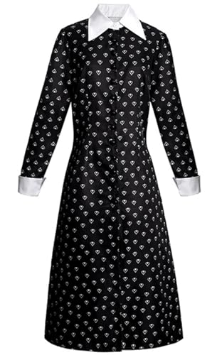 Hallojojo Mittwoch Kostüm Damen Cosplay Staffel 2 Mittwoch Schwarz Gothic Vintage Liebe Druck Kleid für Fancy Dress Up Halloween Karneval Party Geburtstag Maskenball Ballkleid Verkleidung Hallojojo Mittwoch Kostüm Damen Cosplay Staffel 2 Mittwoch Schwarz Gothic Vintage Liebe Druck Kleid für Fancy Dress Up Halloween Karneval Party Geburtstag Maskenball Ballkleid Verkleidung von Hallojojo